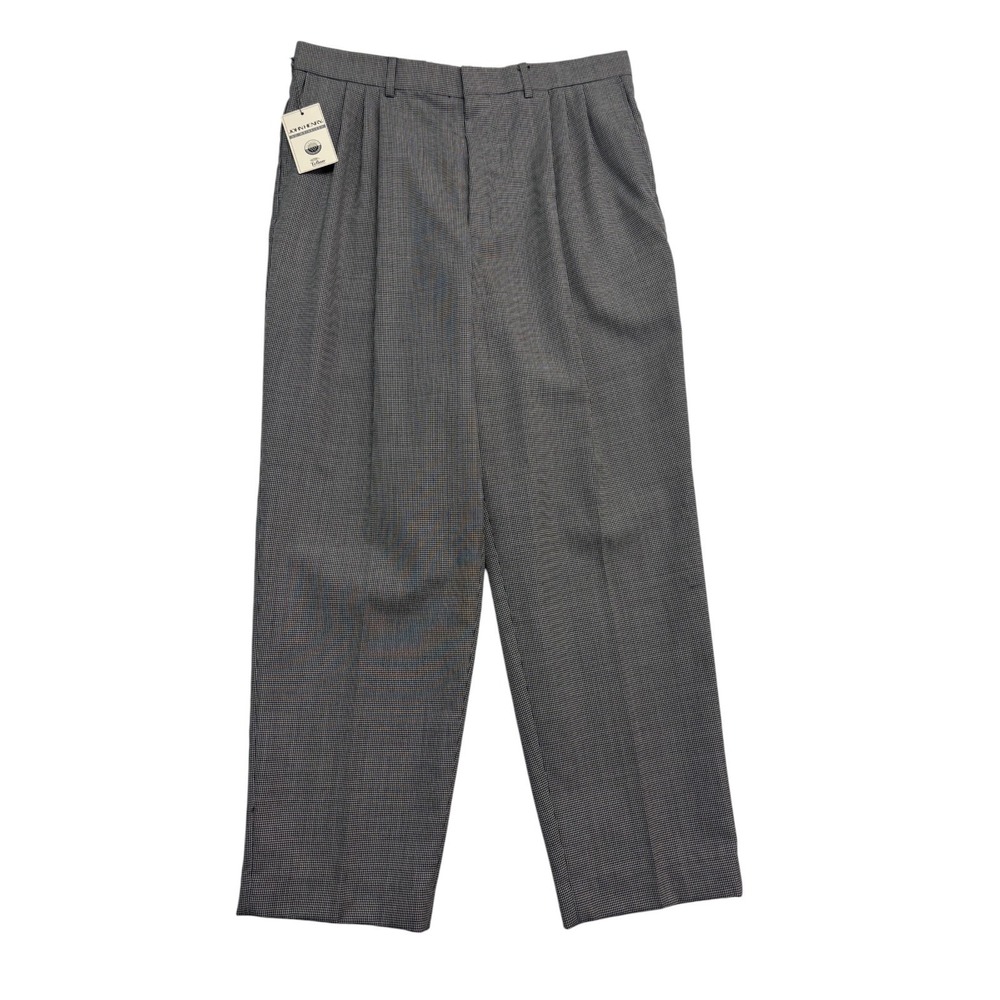 vtg 90s NEW Deadstock 34x30 Black White Houndstooth Dress Pants Trousers Relaxed